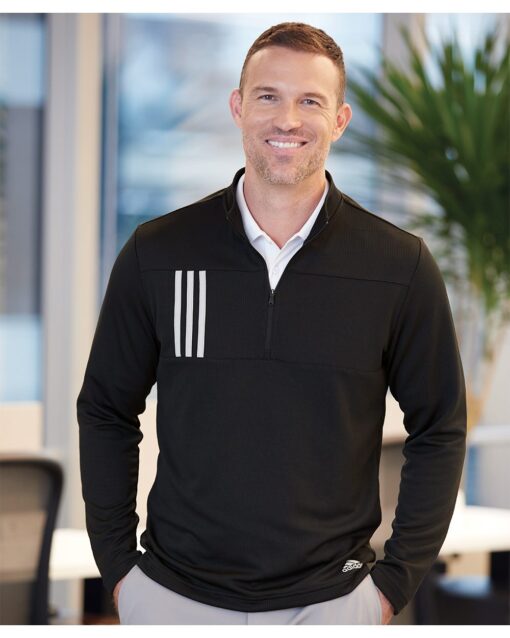 Adidas - 3-Stripes Double Knit Quarter-Zip Pullover