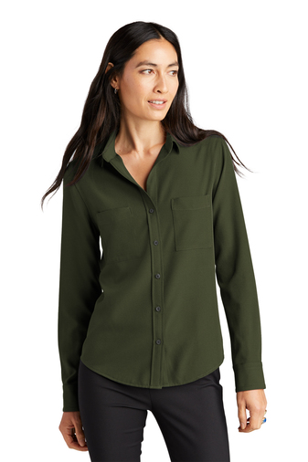 MERCER+METTLE™ Women's Stretch Crepe Long Sleeve Camp Blouse