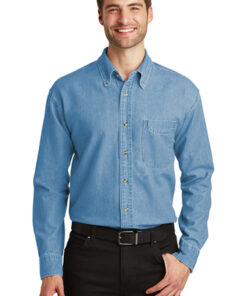 Port Authority® Tall Long Sleeve Denim Shirt - Image 1