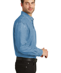 Port Authority® Tall Long Sleeve Denim Shirt - Image 3