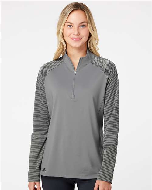 Adidas - Women's Stripe Block Quarter-Zip Pullover