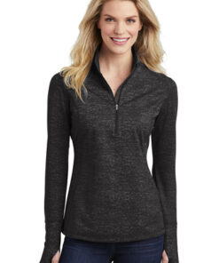 Sport-Tek ® Ladies Sport-Wick ® Stretch Reflective Heather 1/2-Zip Pullover - Image 4
