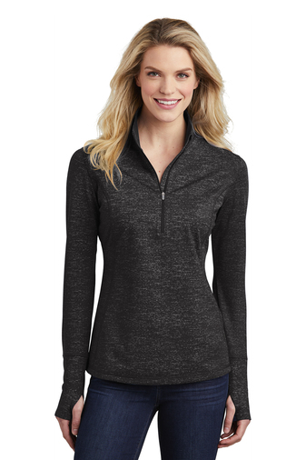 Sport-Tek ® Ladies Sport-Wick ® Stretch Reflective Heather 1/2-Zip Pullover - Image 4
