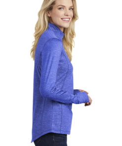 Sport-Tek ® Ladies Sport-Wick ® Stretch Reflective Heather 1/2-Zip Pullover - Image 3