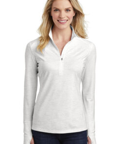 Sport-Tek ® Ladies Sport-Wick ® Stretch Reflective Heather 1/2-Zip Pullover - Image 6