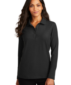 Port Authority Ladies Silk Touch Long Sleeve Polo - Image 6