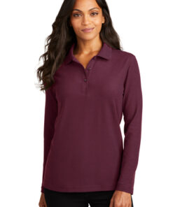 Port Authority Ladies Silk Touch Long Sleeve Polo - Image 7