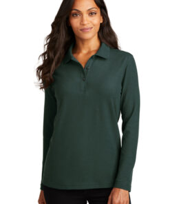 Port Authority Ladies Silk Touch Long Sleeve Polo - Image 1