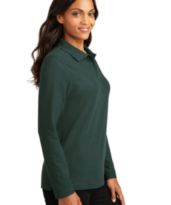 Port Authority Ladies Silk Touch Long Sleeve Polo - Image 3