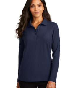 Port Authority Ladies Silk Touch Long Sleeve Polo - Image 8