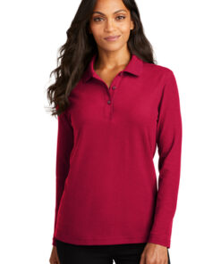 Port Authority Ladies Silk Touch Long Sleeve Polo - Image 9