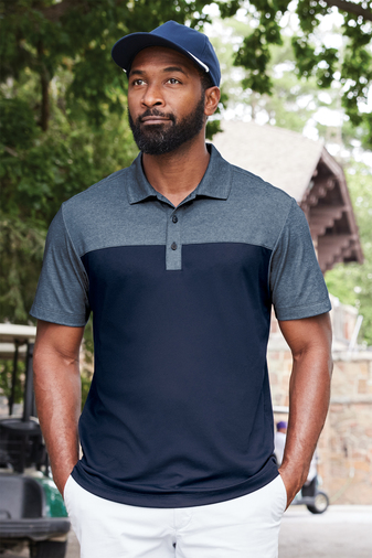Port Authority Fine Pique Blend Blocked Polo