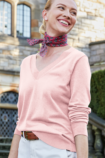 Brooks Brothers Women's Cotton Stretch V-Neck Sweater