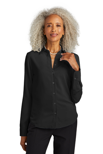 Brooks Brothers Women's Full-Button Satin Blouse
