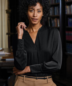 Brooks Brothers Women's Open-Neck Satin Blouse - Image 4