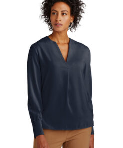 Brooks Brothers Women's Open-Neck Satin Blouse - Image 1