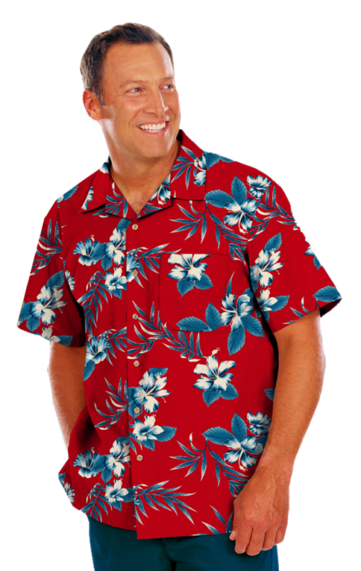 Blue Generation Hibiscus Print Camp Shirt