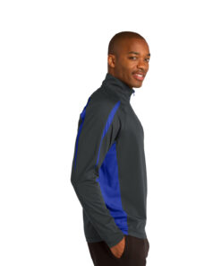 Sport-Tek Sport-Wick Stretch 1/2-Zip Colorblock Pullover - Image 3