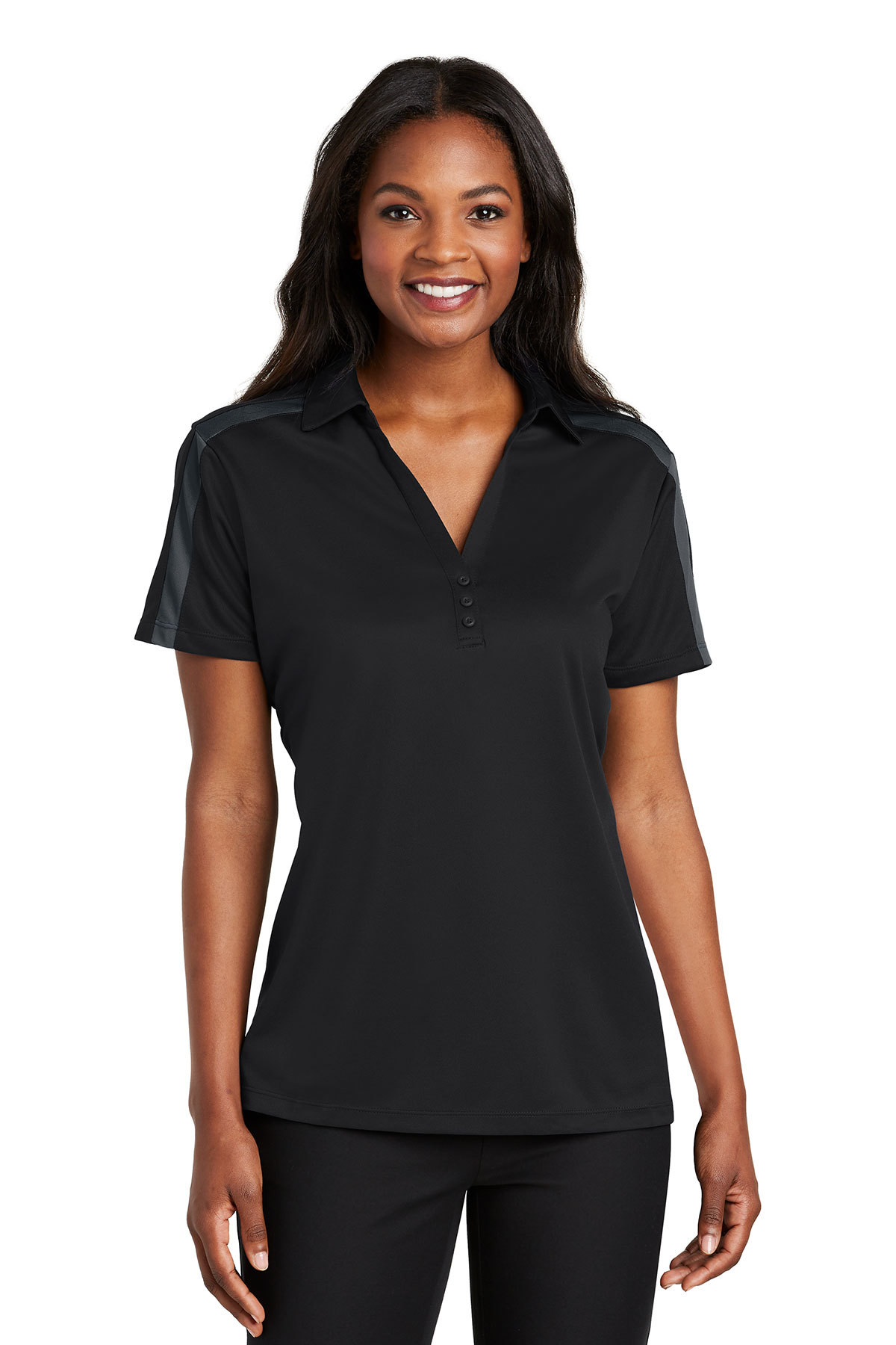 Port Authority Ladies Silk Touch Performance Colorblock Stripe Polo - Image 5