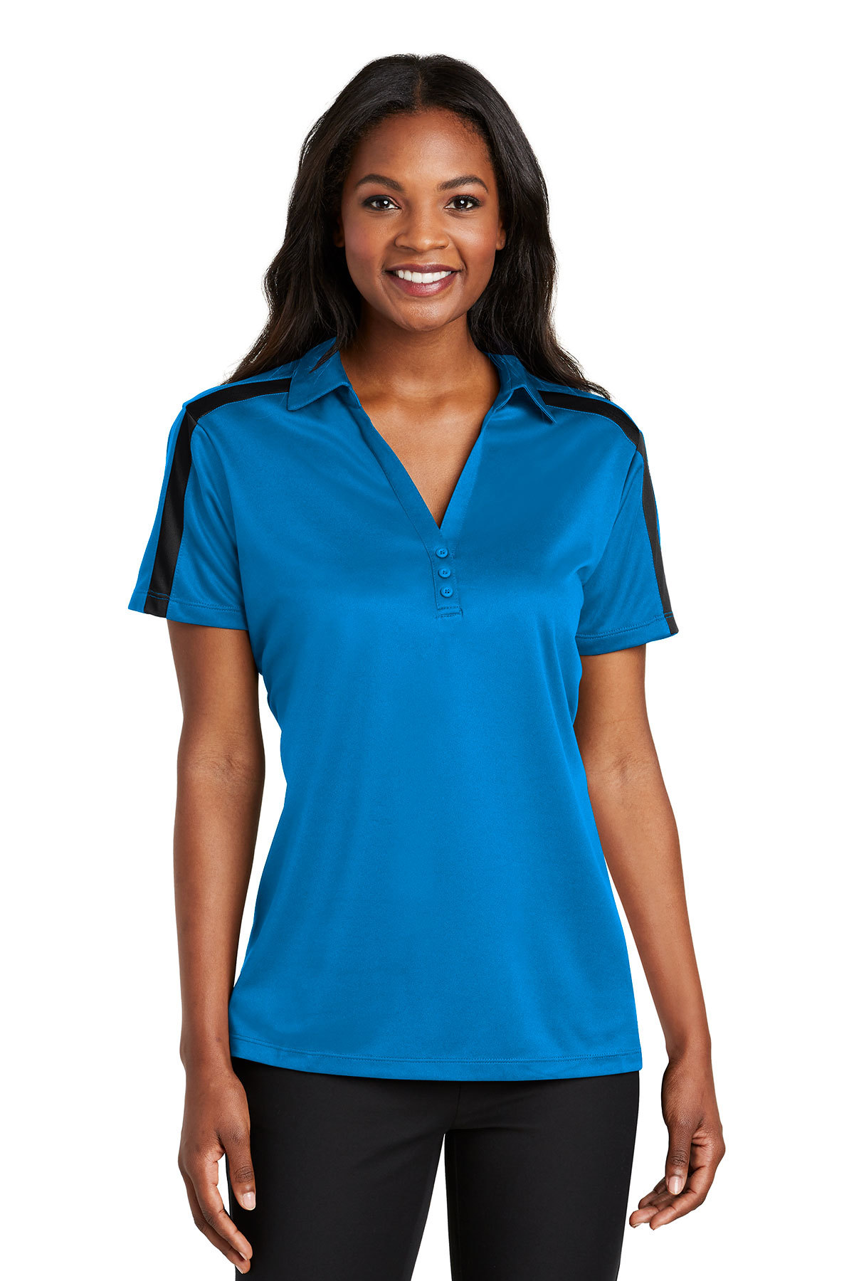 Port Authority Ladies Silk Touch Performance Colorblock Stripe Polo - Image 6