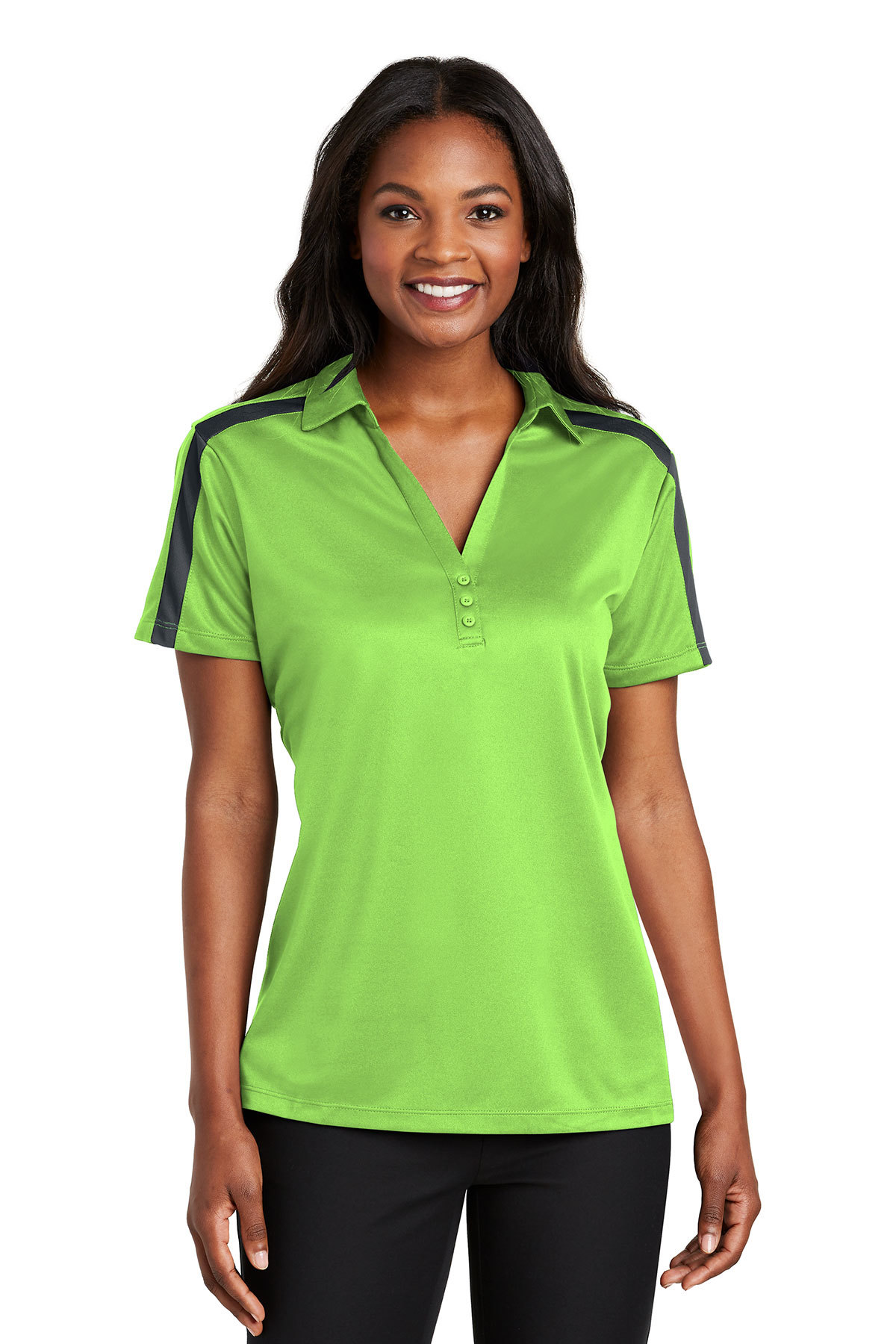 Port Authority Ladies Silk Touch Performance Colorblock Stripe Polo - Image 8