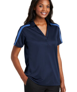 Port Authority Ladies Silk Touch Performance Colorblock Stripe Polo - Image 2