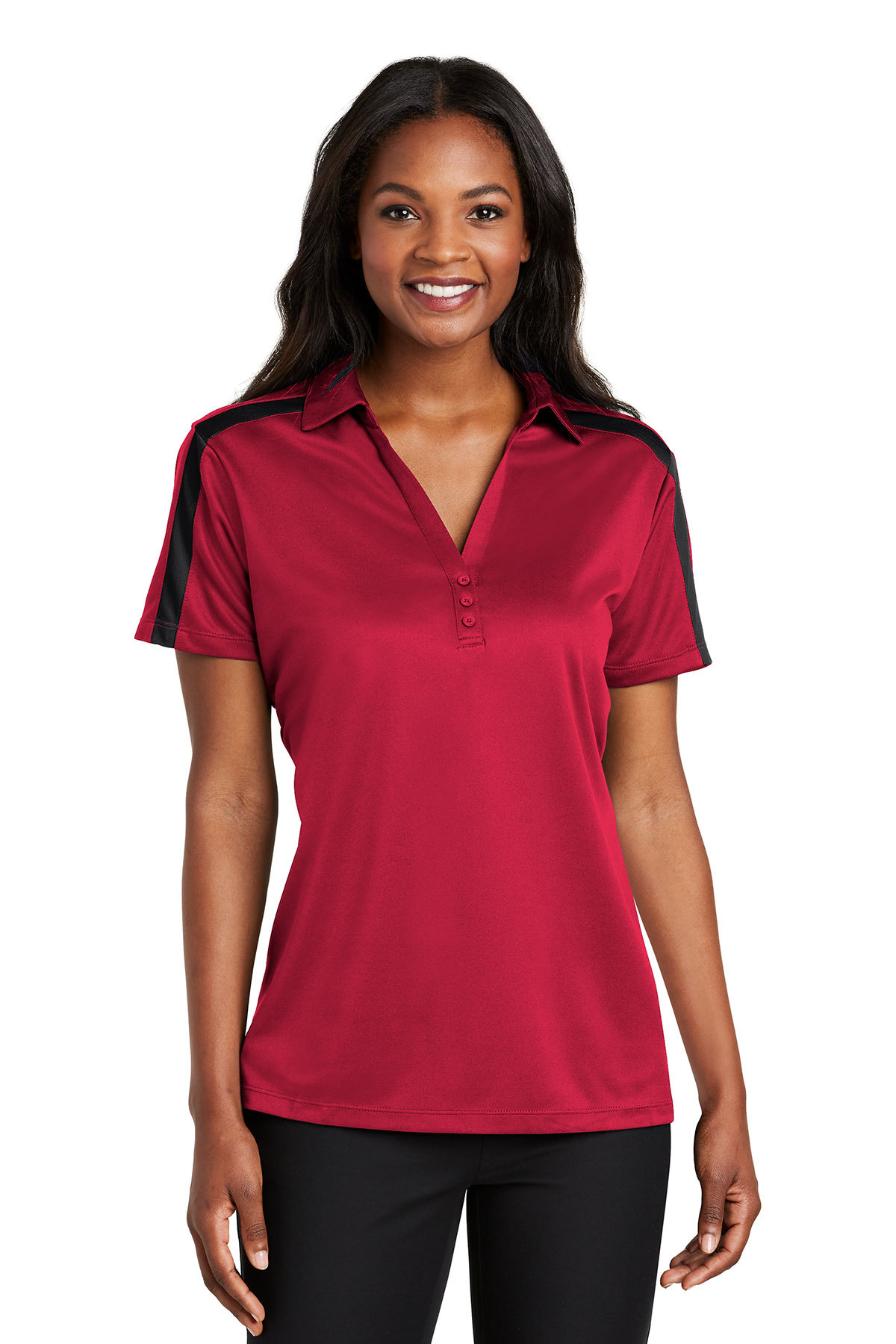 Port Authority Ladies Silk Touch Performance Colorblock Stripe Polo - Image 9