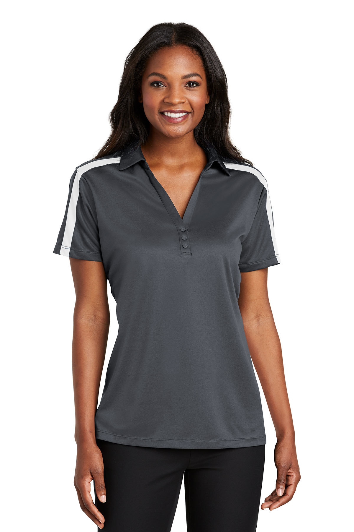 Port Authority Ladies Silk Touch Performance Colorblock Stripe Polo - Image 7