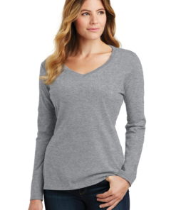 Port & Company Ladies Long Sleeve Fan Favorite V-Neck Tee - Image 9