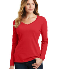 Port & Company Ladies Long Sleeve Fan Favorite V-Neck Tee - Image 10