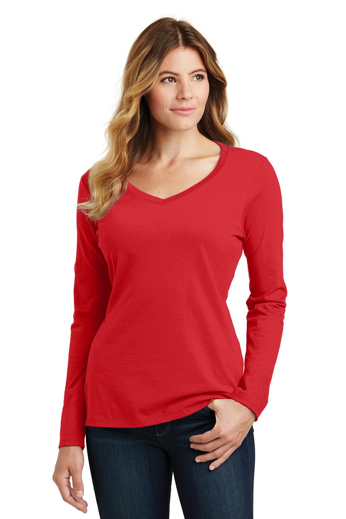Port & Company Ladies Long Sleeve Fan Favorite V-Neck Tee - Image 10