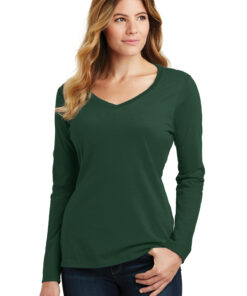 Port & Company Ladies Long Sleeve Fan Favorite V-Neck Tee - Image 11