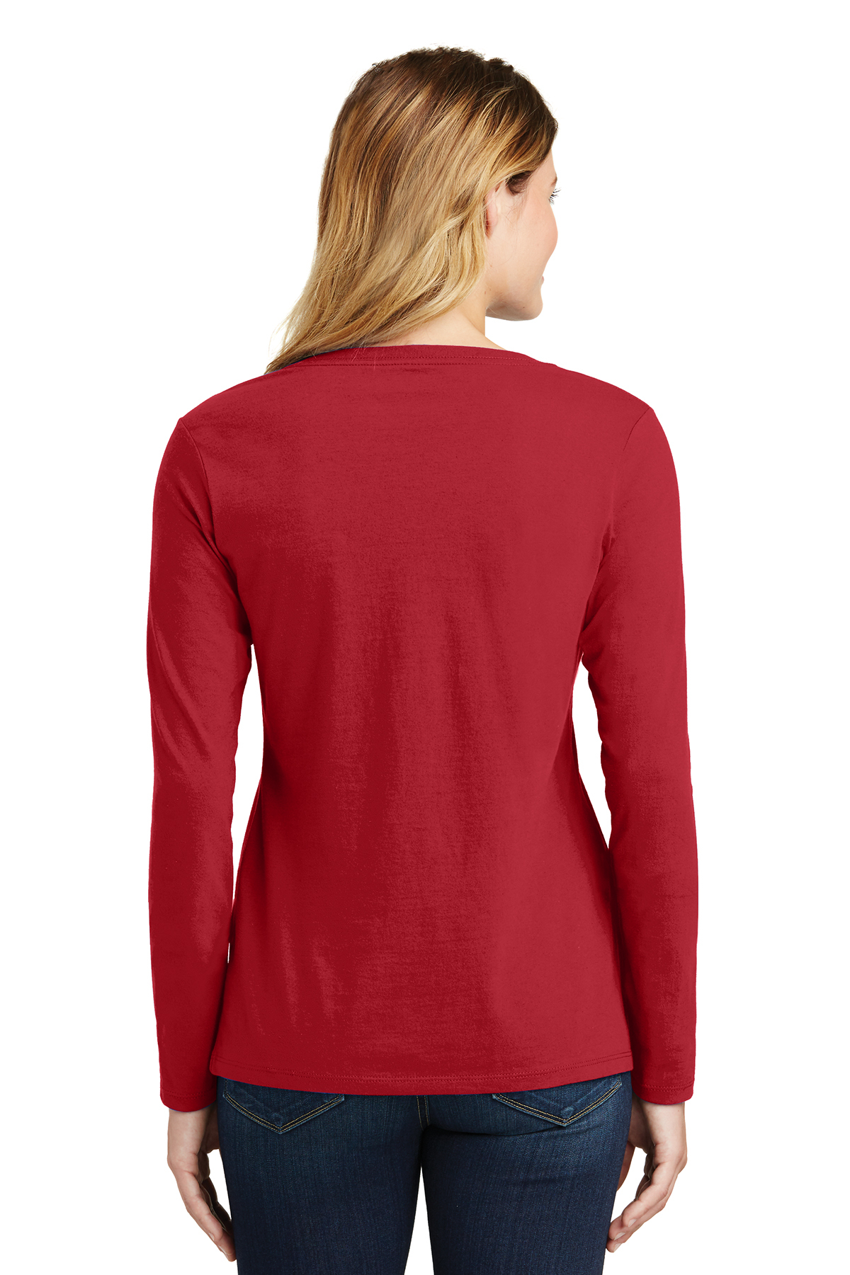 Port & Company Ladies Long Sleeve Fan Favorite V-Neck Tee - Image 2
