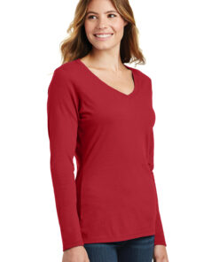 Port & Company Ladies Long Sleeve Fan Favorite V-Neck Tee - Image 4