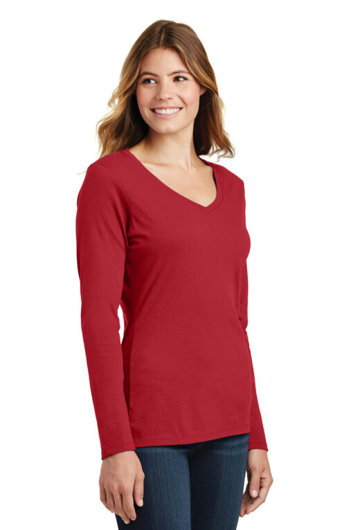 Port & Company Ladies Long Sleeve Fan Favorite V-Neck Tee