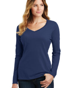 Port & Company Ladies Long Sleeve Fan Favorite V-Neck Tee - Image 5