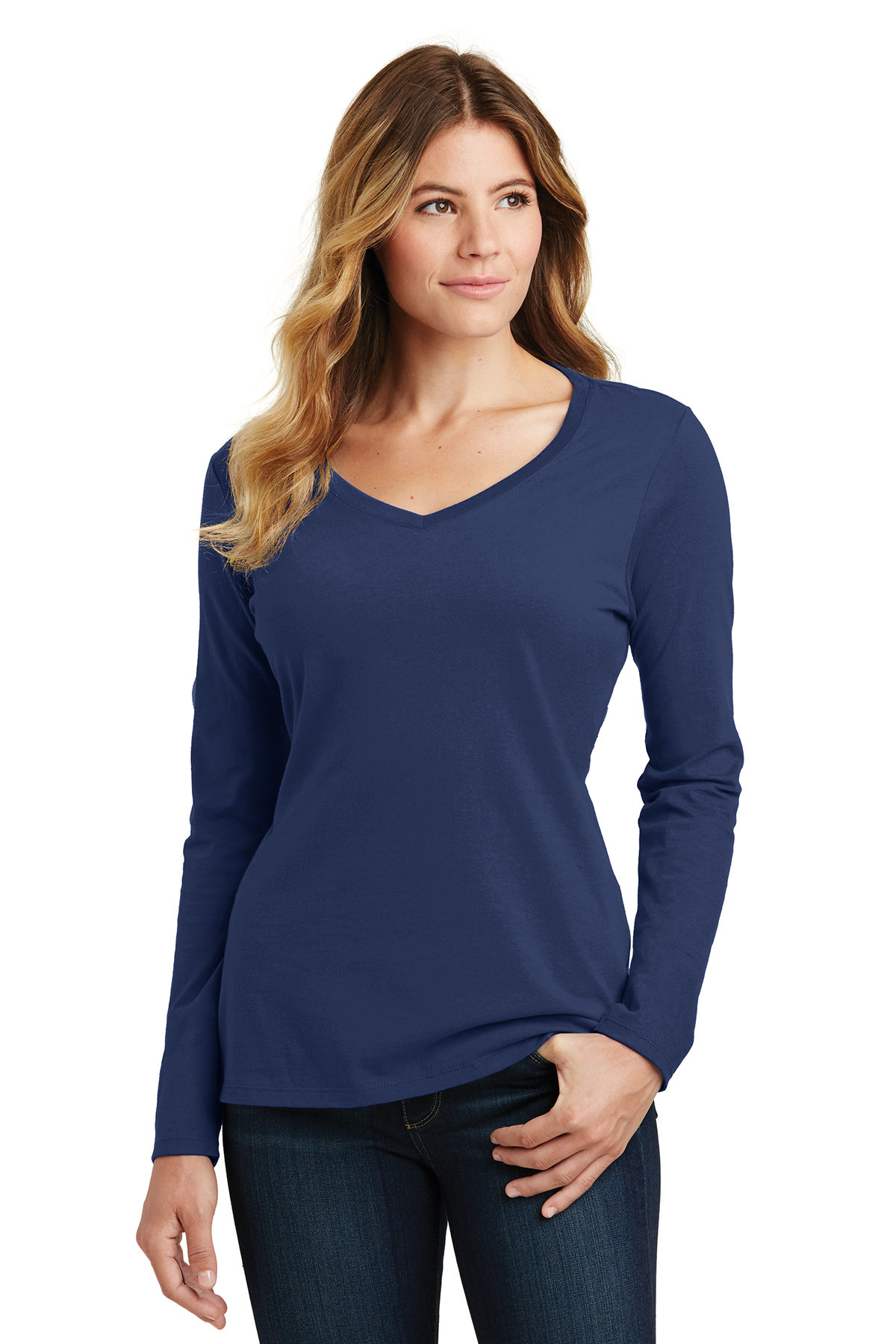 Port & Company Ladies Long Sleeve Fan Favorite V-Neck Tee - Image 5