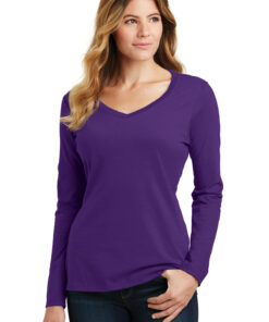 Port & Company Ladies Long Sleeve Fan Favorite V-Neck Tee - Image 6