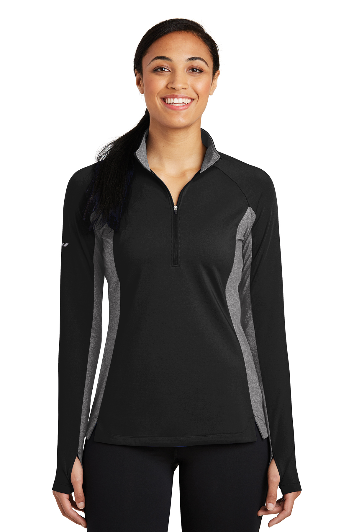 Sport-Tek Ladies Sport-Wick Stretch Contrast 1/2-Zip Pullover - Image 1