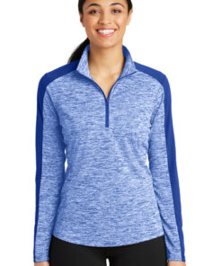 Sport-Tek Ladies PosiCharge Electric Heather Colorblock 1/4-Zip Pullover - Image 1