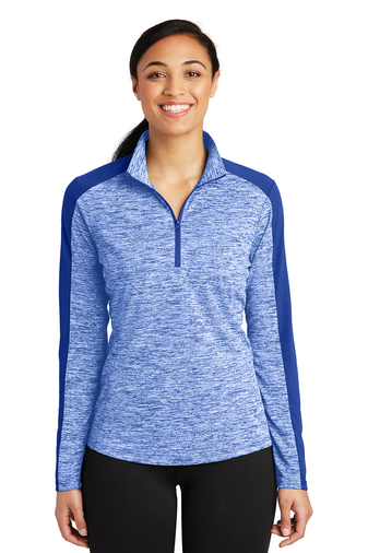 Sport-Tek Ladies PosiCharge Electric Heather Colorblock 1/4-Zip Pullover