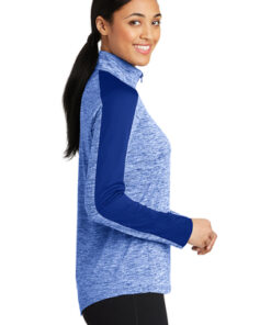 Sport-Tek Ladies PosiCharge Electric Heather Colorblock 1/4-Zip Pullover - Image 3