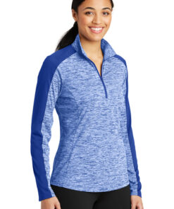 Sport-Tek Ladies PosiCharge Electric Heather Colorblock 1/4-Zip Pullover - Image 2