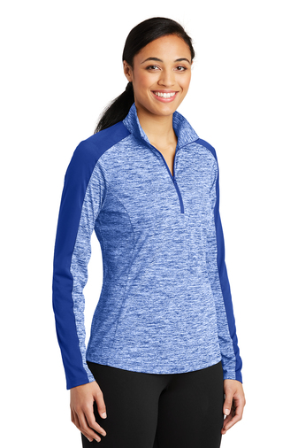 Sport-Tek Ladies PosiCharge Electric Heather Colorblock 1/4-Zip Pullover