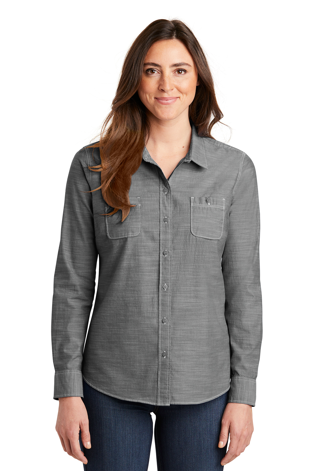 Port Authority Ladies Slub Chambray Shirt - Image 1