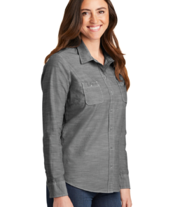 Port Authority Ladies Slub Chambray Shirt - Image 2