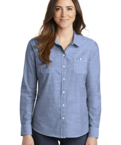 Port Authority Ladies Slub Chambray Shirt - Image 5