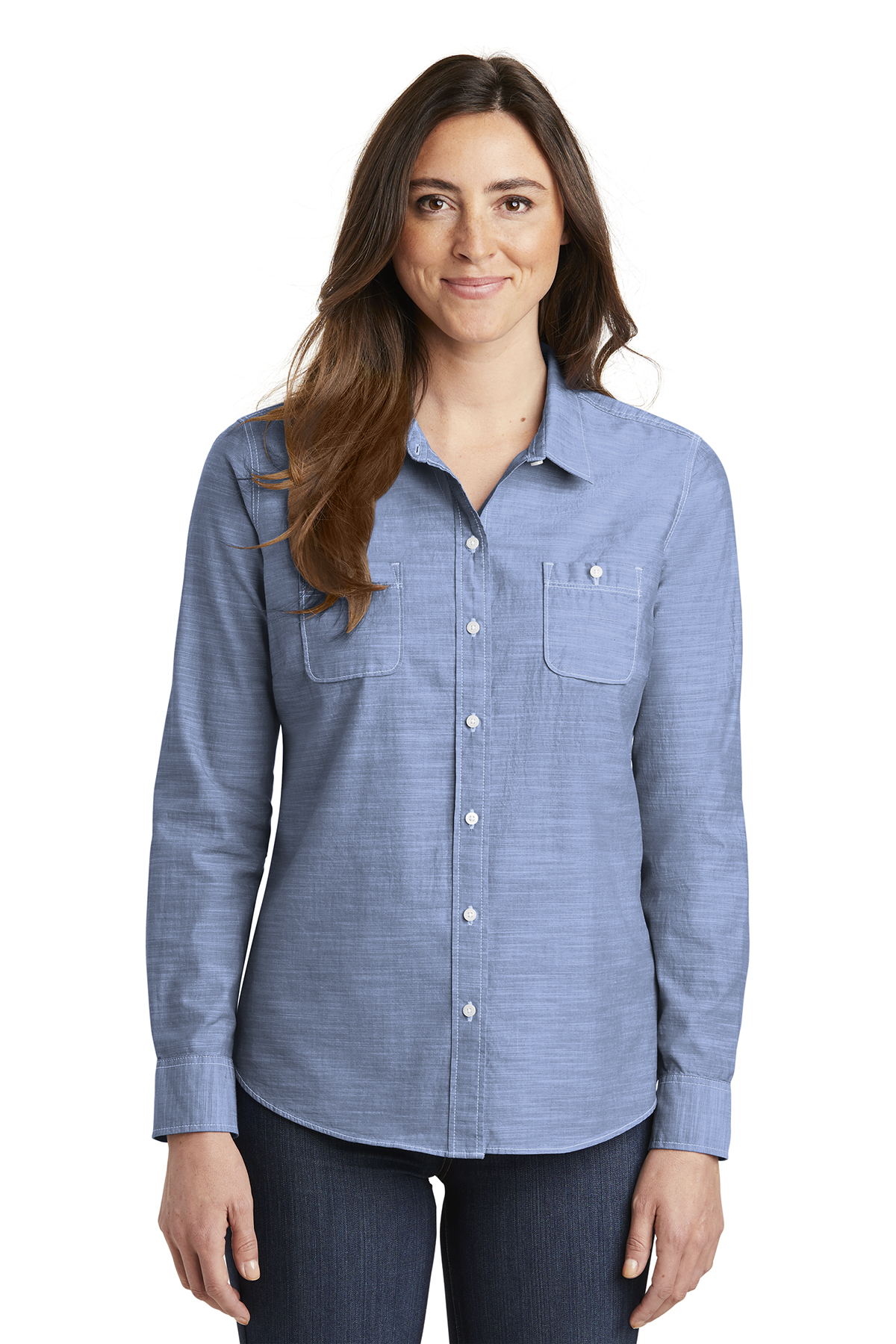 Port Authority Ladies Slub Chambray Shirt - Image 5