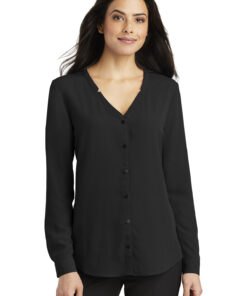 Port Authority Ladies Long Sleeve Button-Front Blouse - Image 5