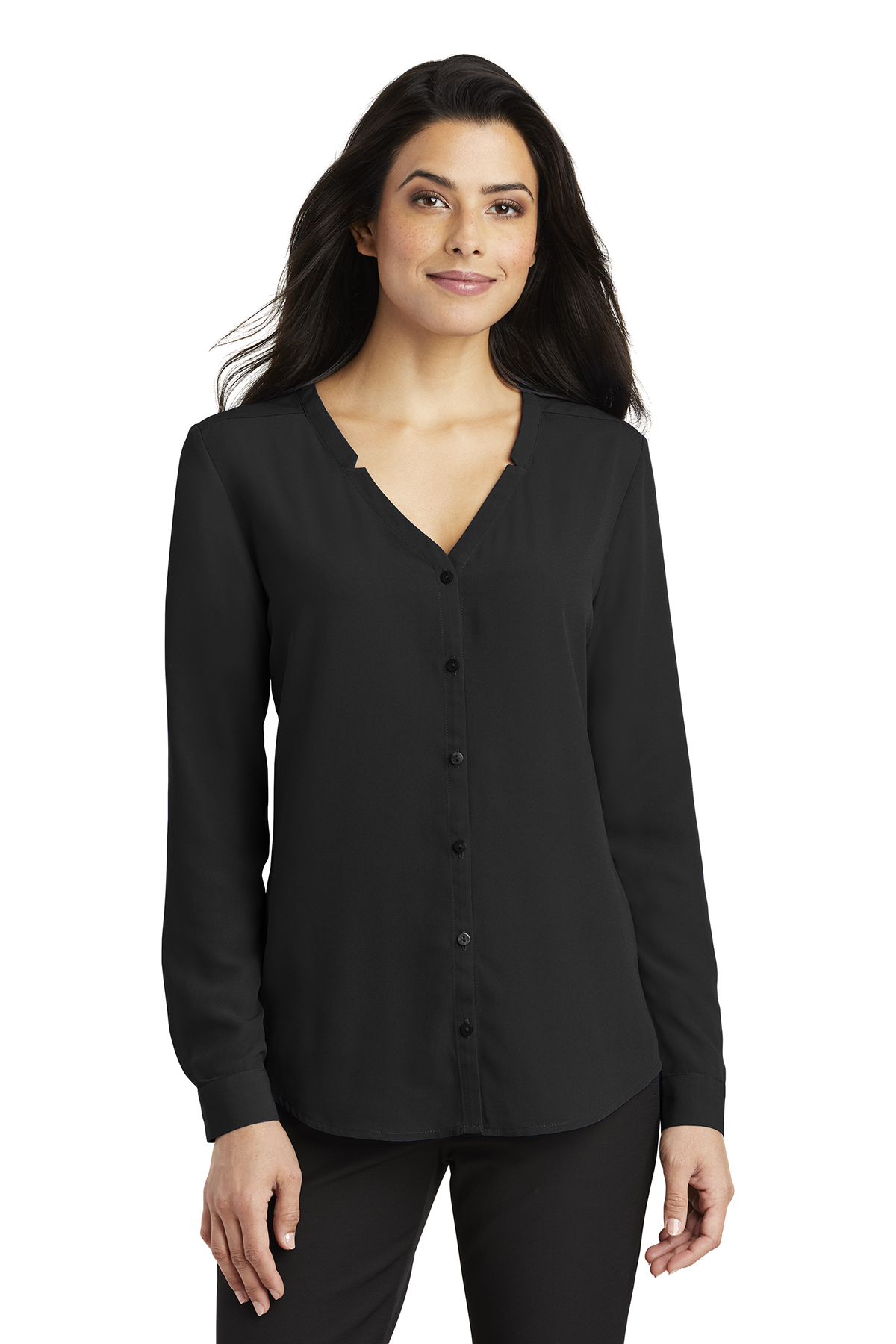 Port Authority Ladies Long Sleeve Button-Front Blouse - Image 5